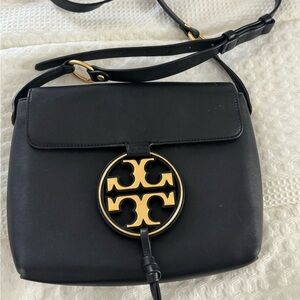 Tory Burch Black Crossbody Bag with Gold Logo